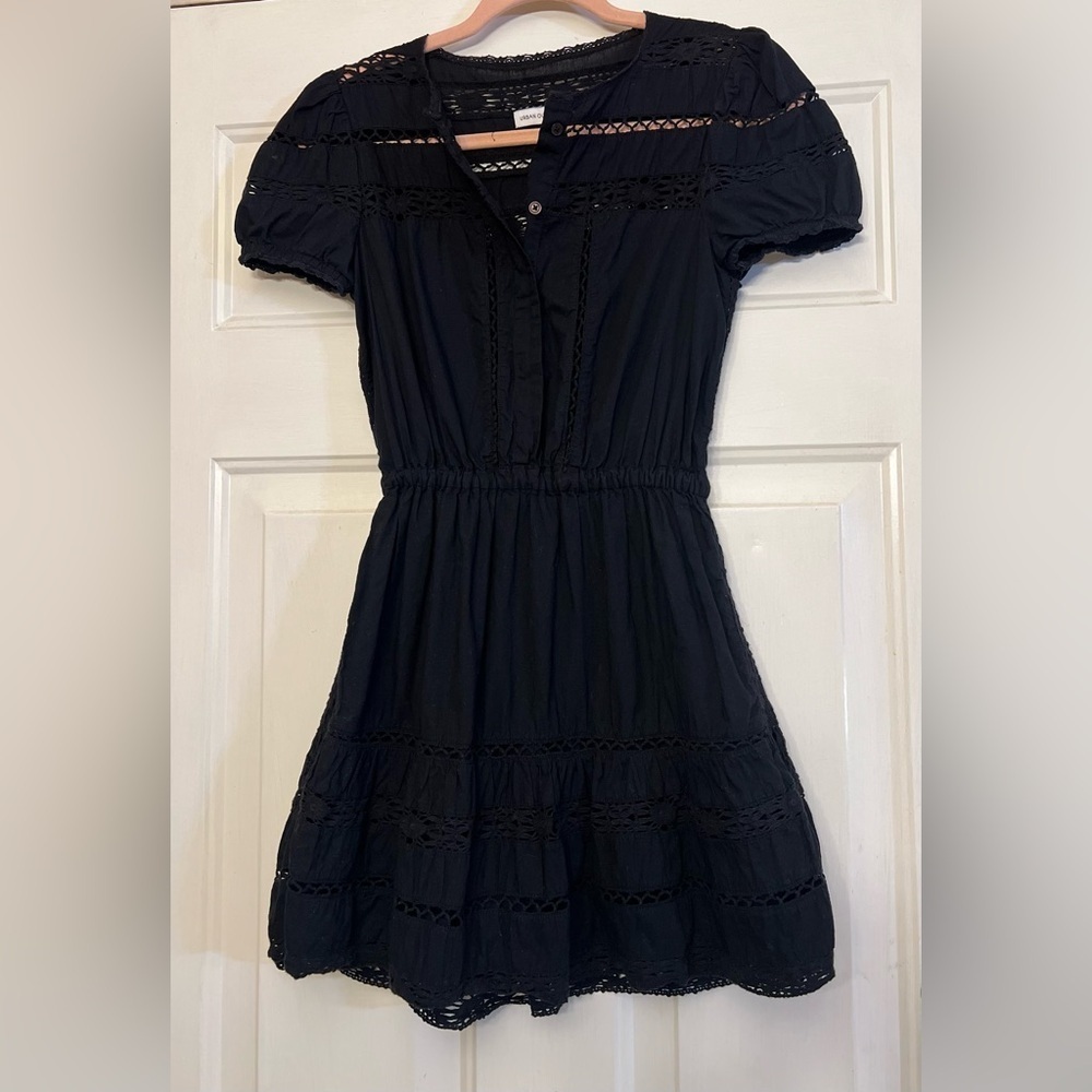 🖤 Urban Outfitters Luna Crotchet Button-Down Mini Dress - Picture 9 of 10
